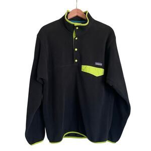 Vintage Patagonia Men’s Black Neon Synchilla Snap-T Pullover Fleece Size Medium